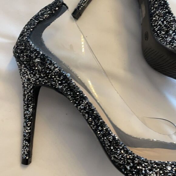 WILD DIVA PVC/GUNMETAL GLITTER SHOES.  NEW - Picture 7 of 7